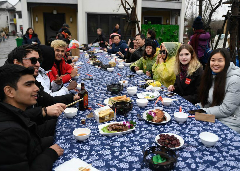 People Attend Long-table Feast Marking Upcoming Chinese Luna